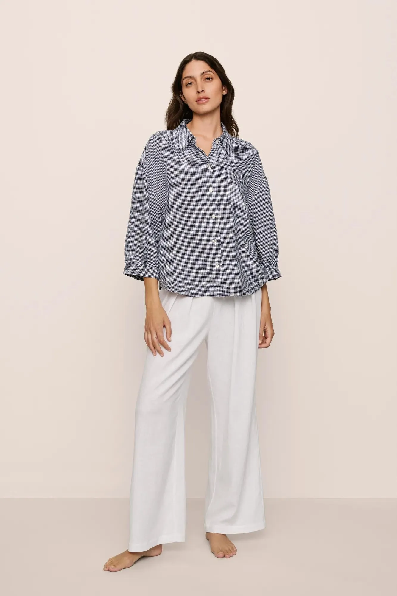 Linen Blend Relaxed Quarter Sleeve Top sold by Eberjey product image thumbnail 2