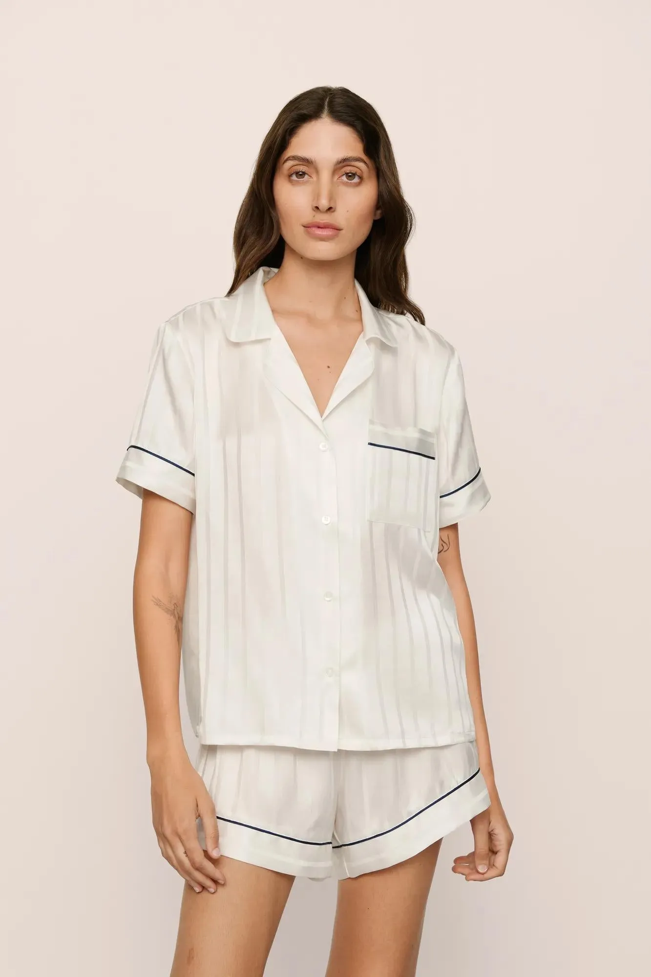 Inez Washable Silk Jacquard Short PJ Set sold by Eberjey