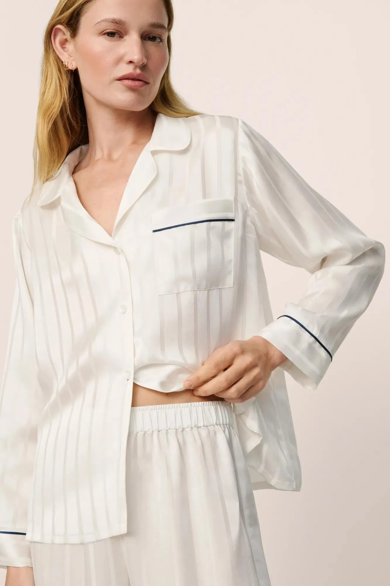 Inez Washable Silk Jacquard Long PJ Set sold by Eberjey product image thumbnail 2