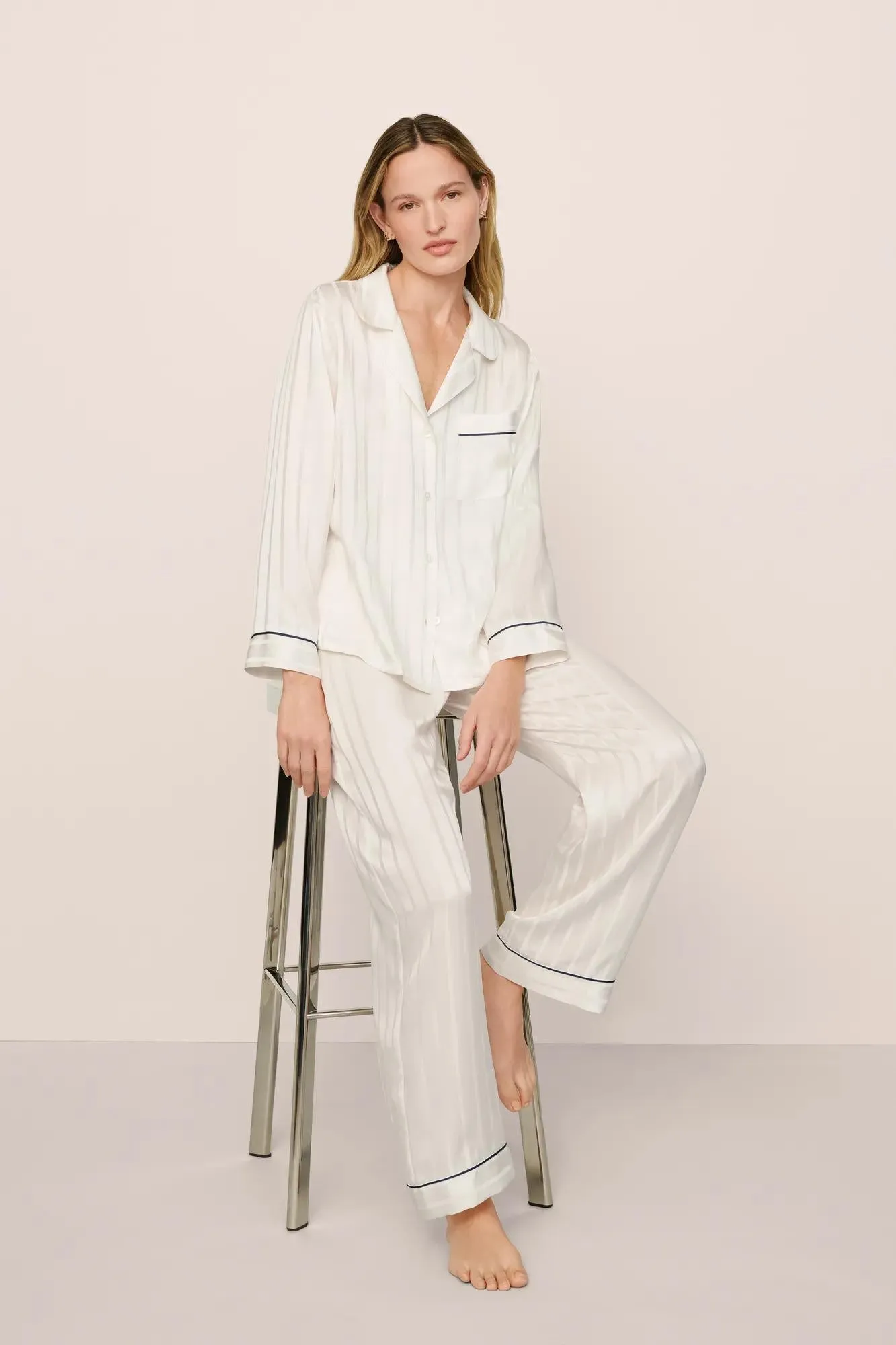 Inez Washable Silk Jacquard Long PJ Set sold by Eberjey product image thumbnail 4