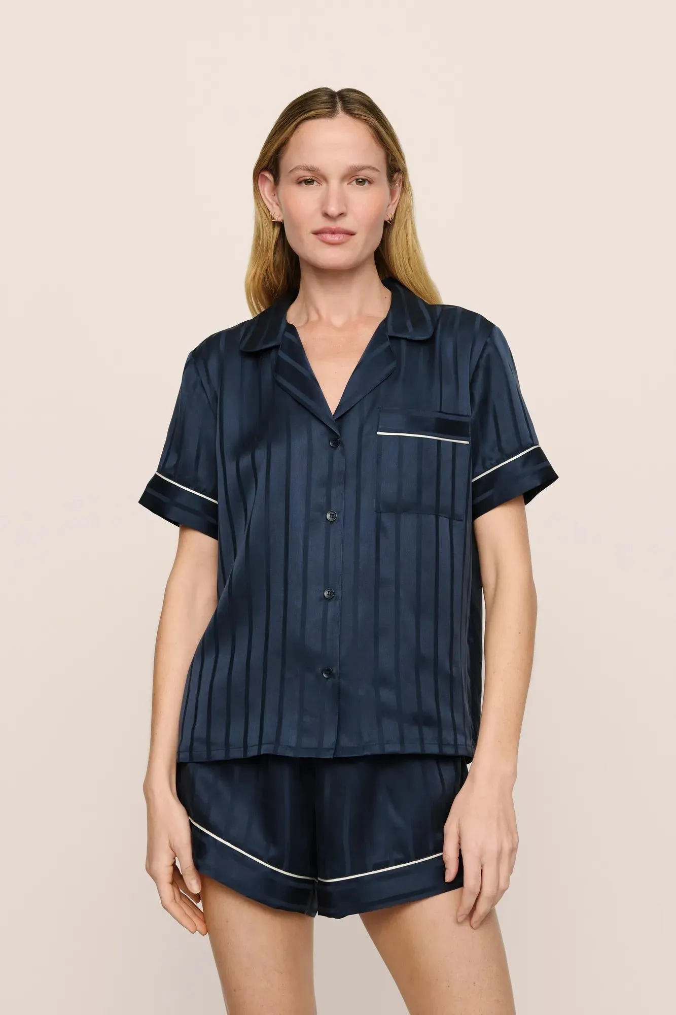 Inez Washable Silk Jacquard Short PJ Set sold by Eberjey