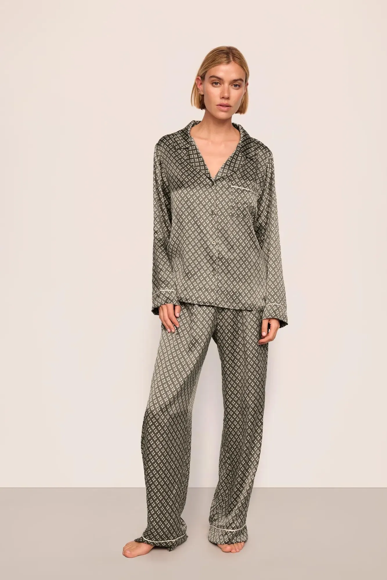 Inez Washable Silk Printed Long PJ Set sold by Eberjey