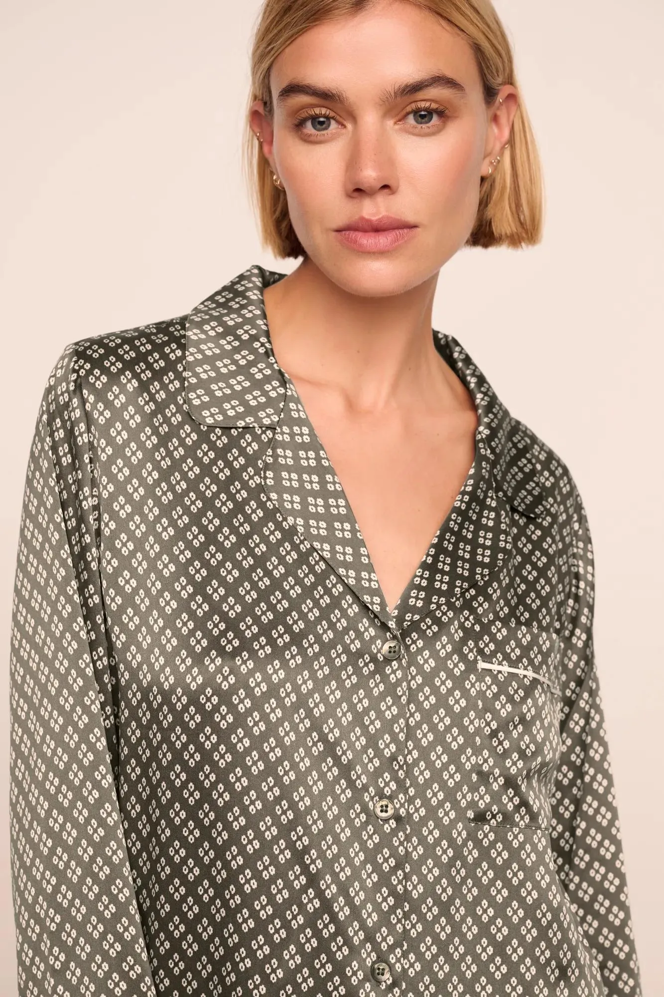 Inez Washable Silk Printed Long PJ Set sold by Eberjey product image thumbnail 2