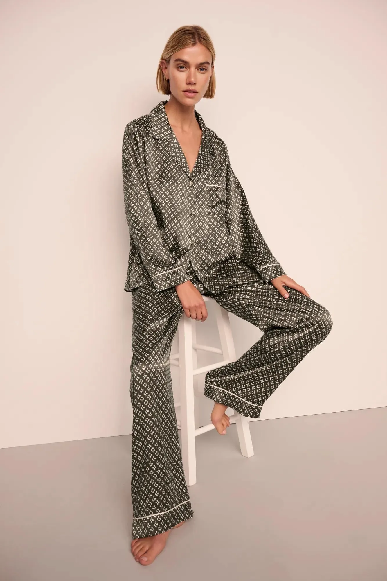 Inez Washable Silk Printed Long PJ Set sold by Eberjey product image thumbnail 4