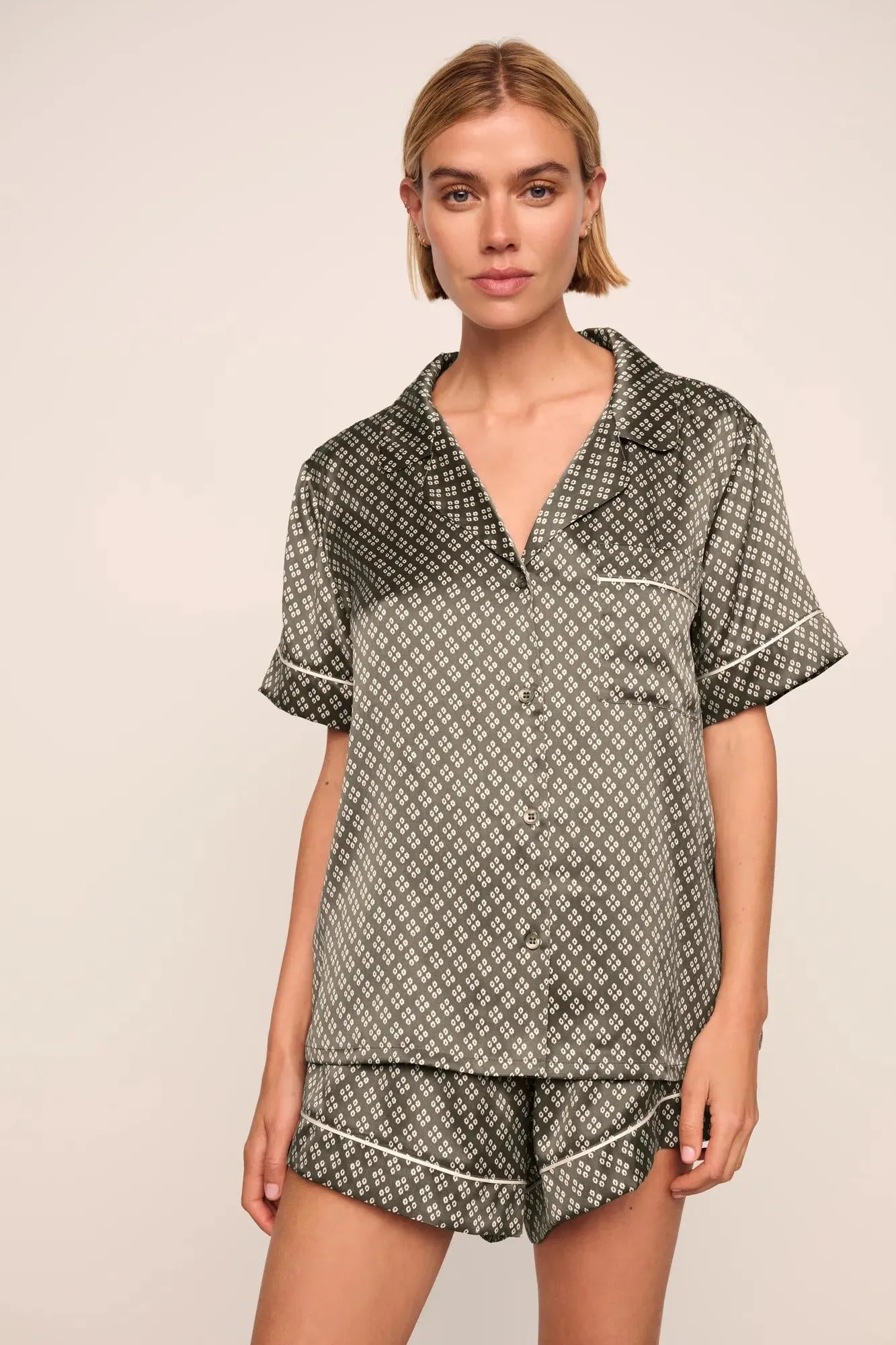 Inez Washable Silk Printed Short PJ Set sold by Eberjey