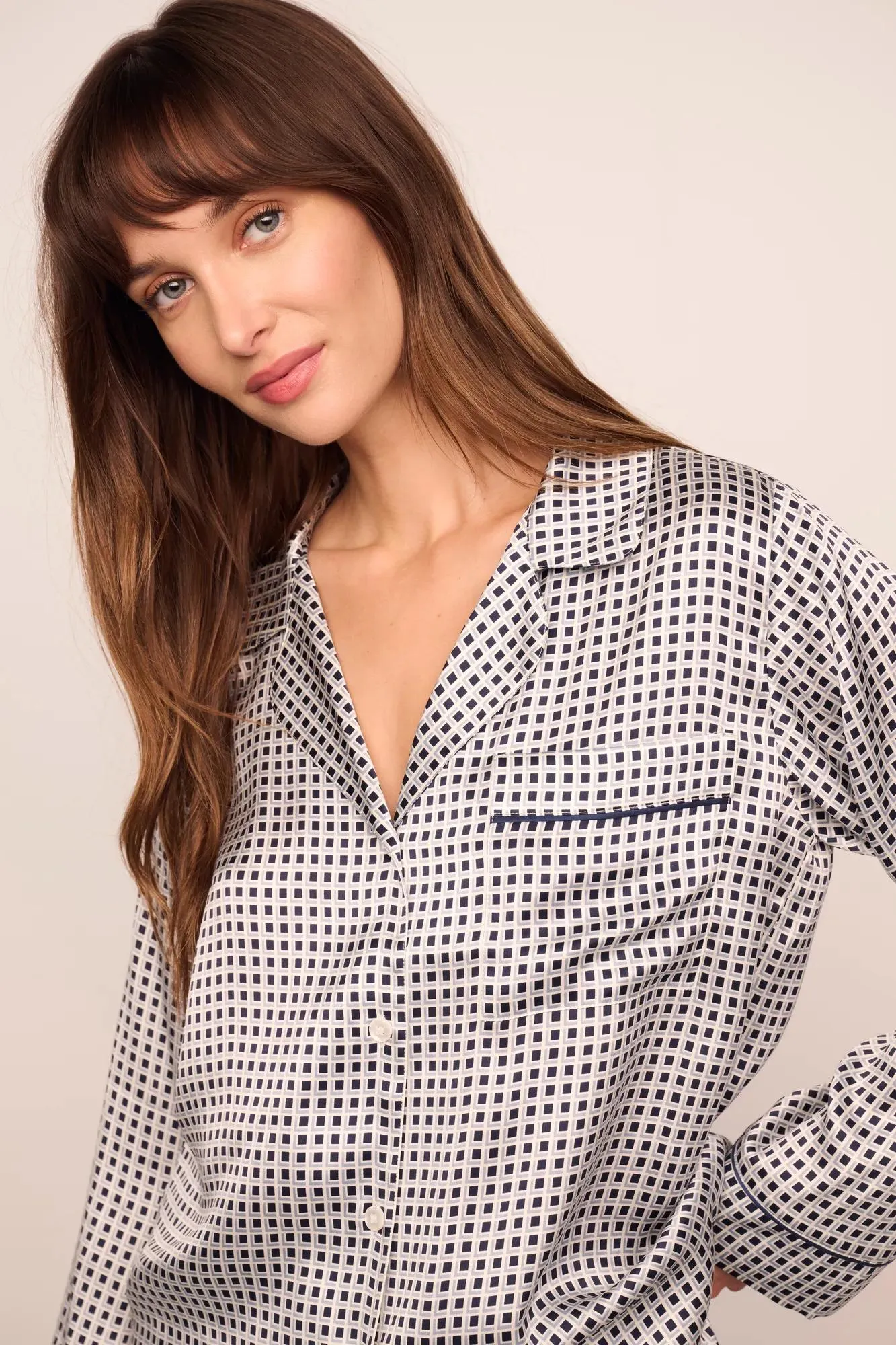 Inez Washable Silk Printed Long PJ Set sold by Eberjey product image thumbnail 2