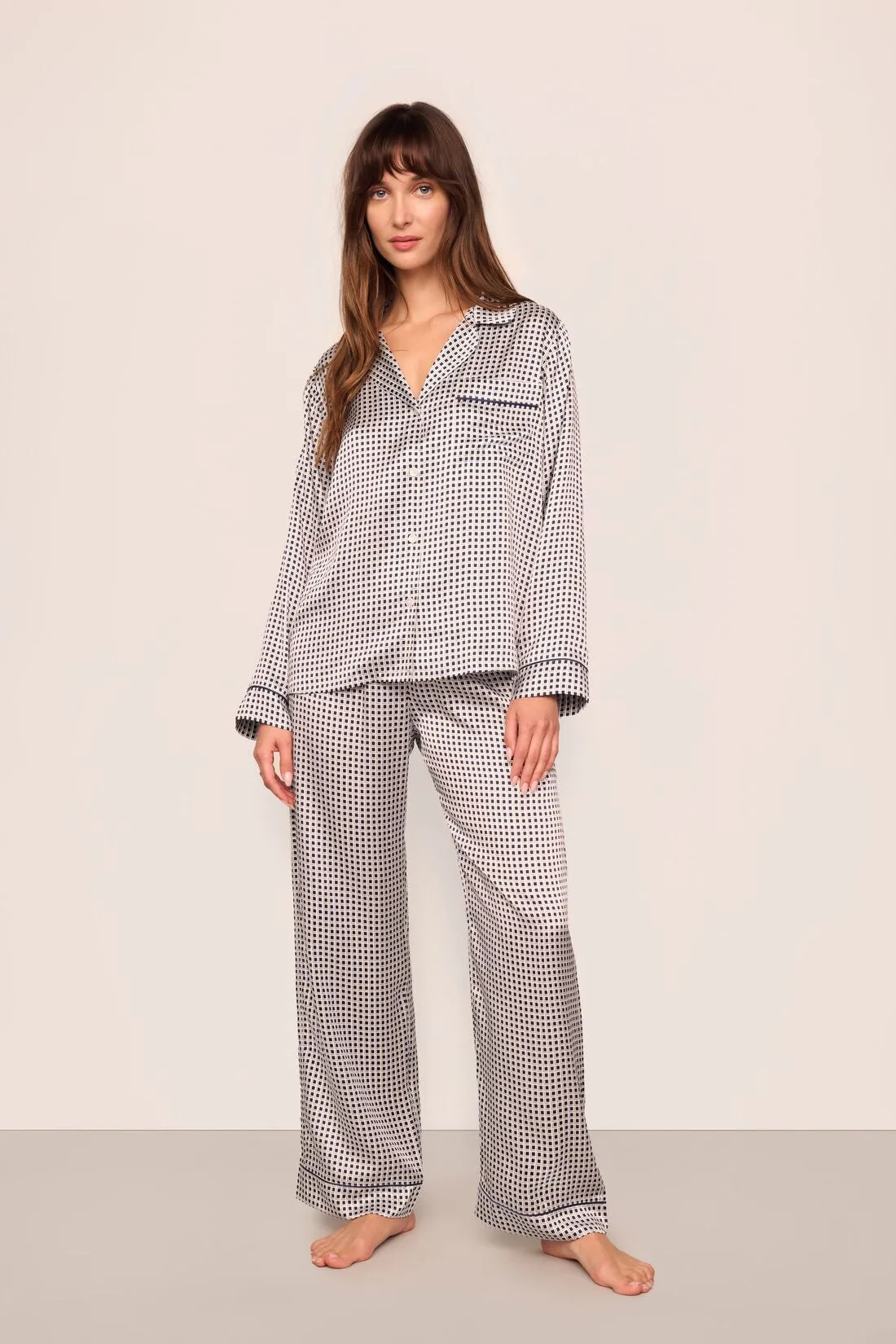 Inez Washable Silk Printed Long PJ Set sold by Eberjey