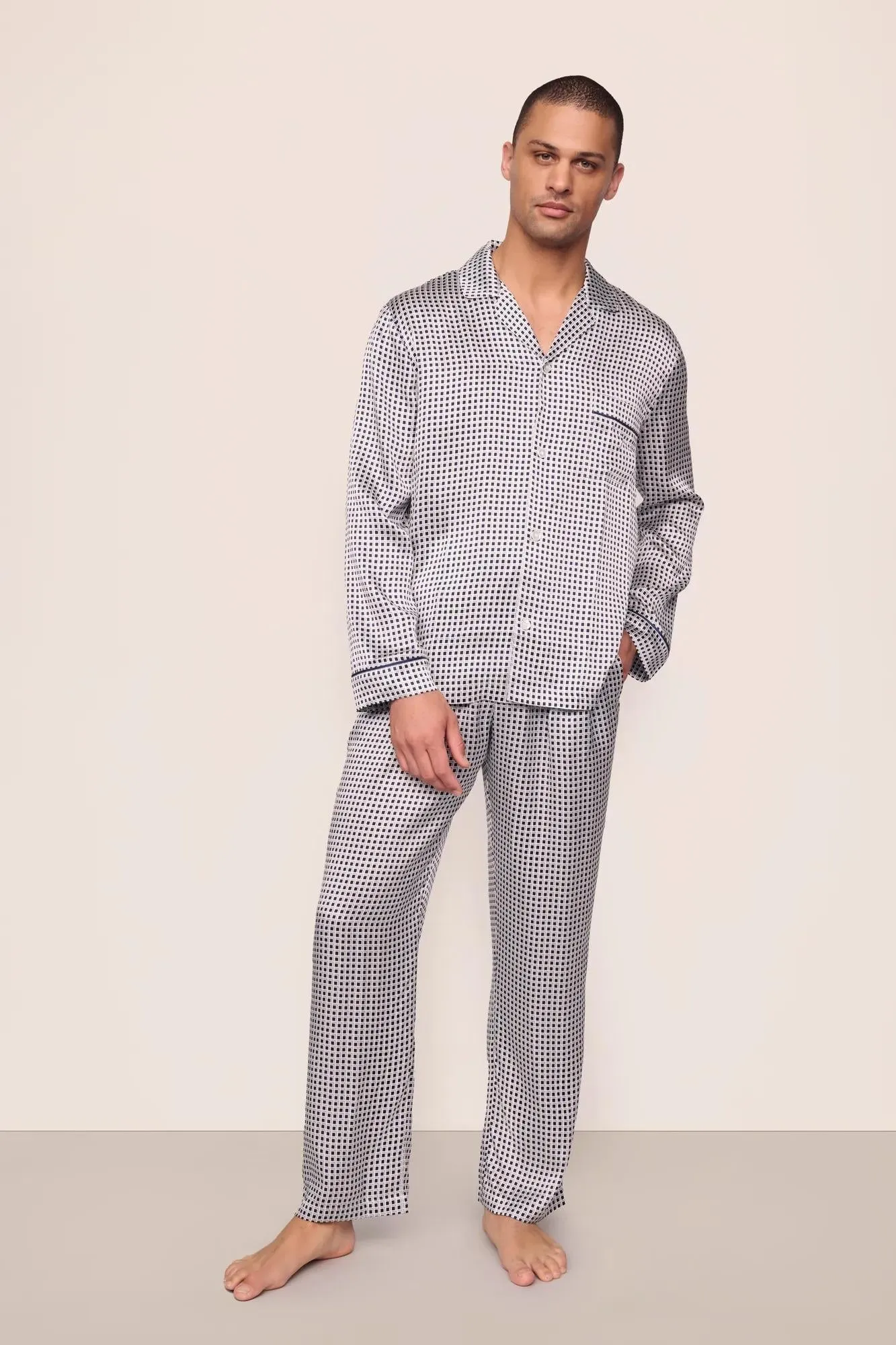 Charles Washable Silk Printed Long PJ Set sold by Eberjey