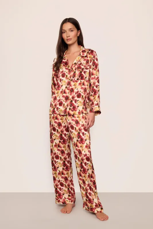 Eberjey x  Lily Aldridge - Inez Washable Silk Printed Long PJ Set sold by Eberjey