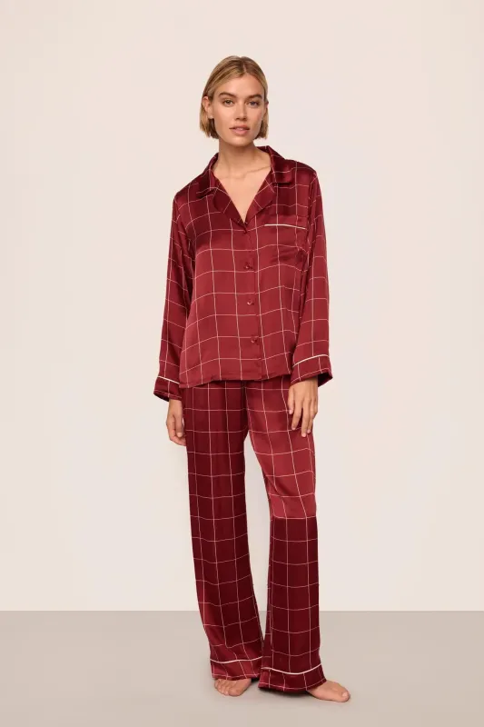 Eberjey x  Lily Aldridge - Inez Washable Silk Printed Long PJ Set sold by Eberjey