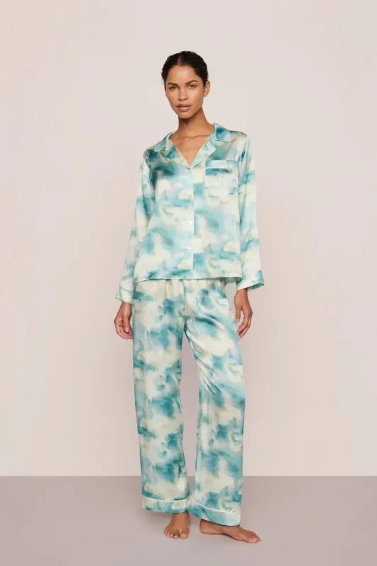 Inez Washable Silk Printed Long PJ Set sold by Eberjey