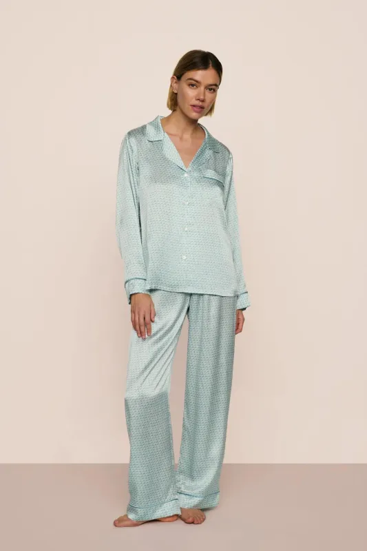 Inez Washable Silk Printed Long PJ Set sold by Eberjey