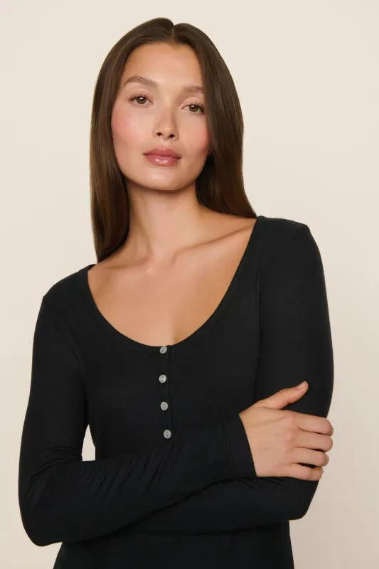 Dream Rib Long Sleeve Henley Tee sold by Eberjey