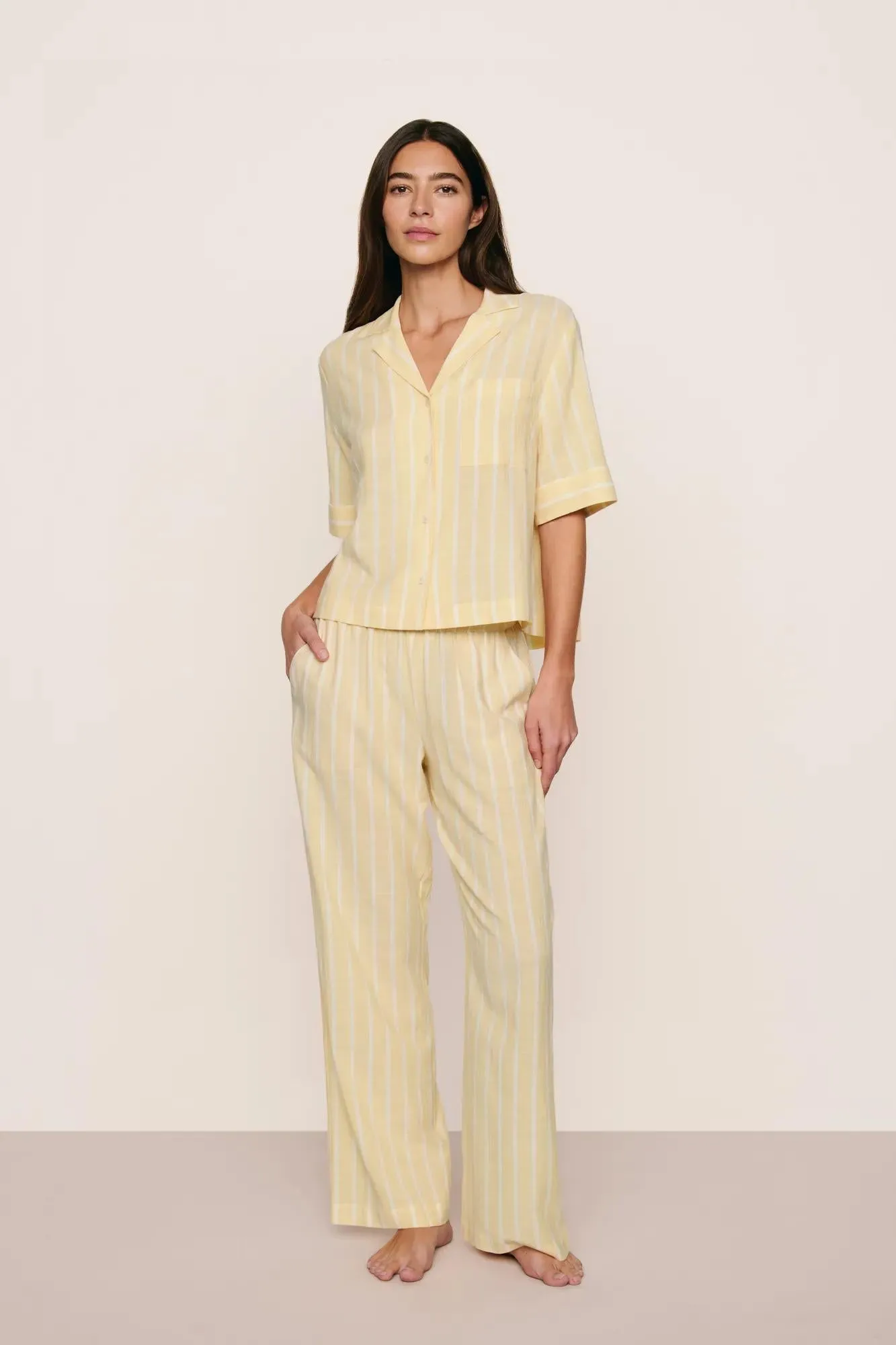 Nautico Relaxed Short Sleeve & Pant PJ Set sold by Eberjey
