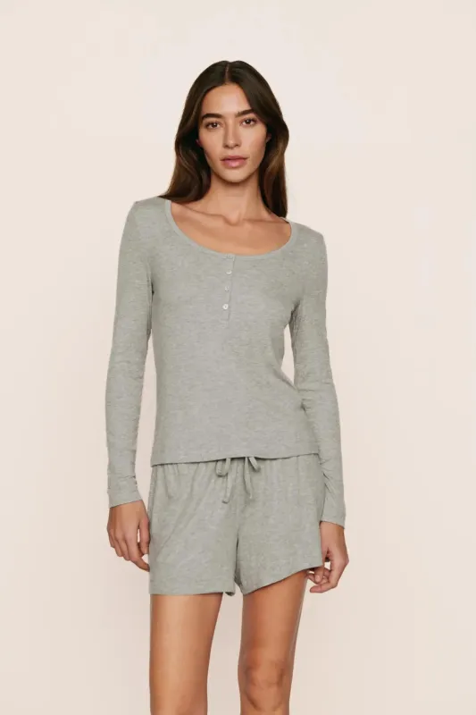 Dream Rib Long Sleeve Henley Tee sold by Eberjey