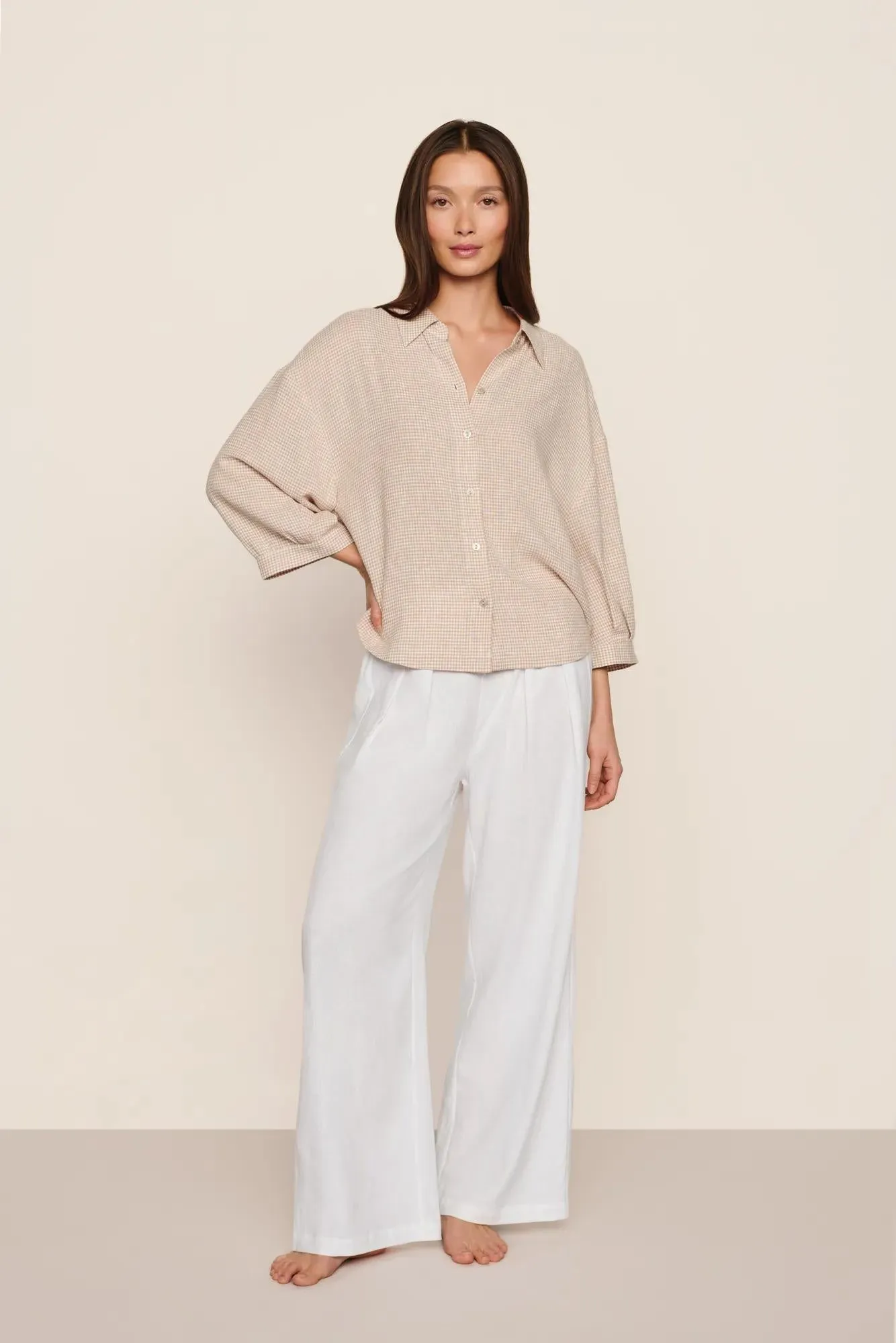 Linen Blend Relaxed Quarter Sleeve Top sold by Eberjey product image thumbnail 5