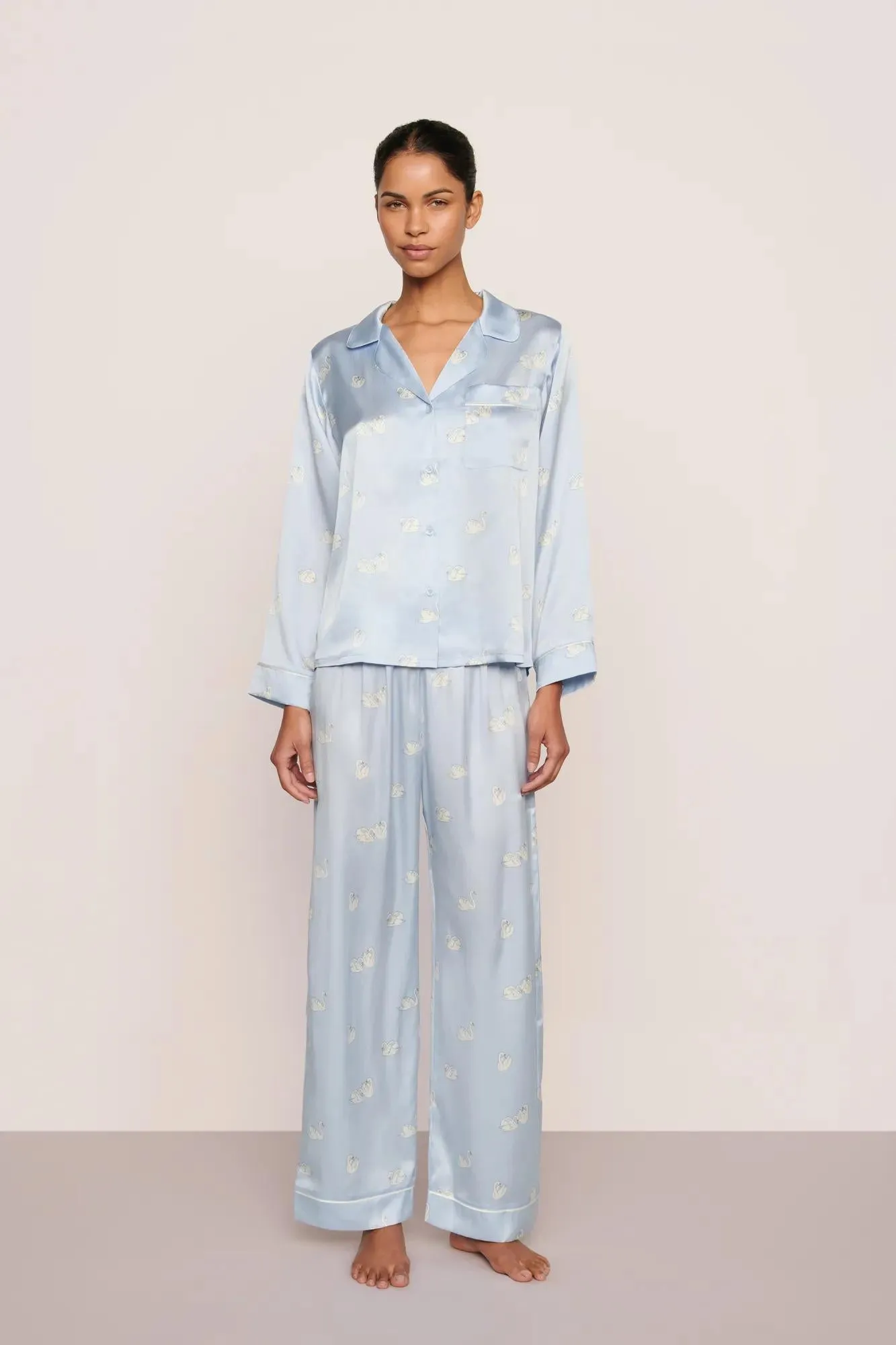 Inez Washable Silk Printed Long PJ Set sold by Eberjey