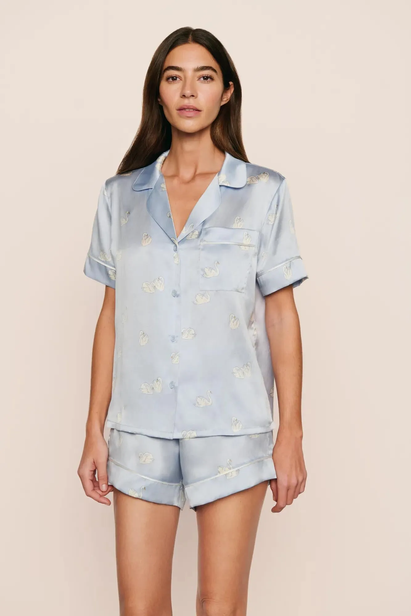 Inez Washable Silk Printed Short PJ Set sold by Eberjey product image thumbnail 2