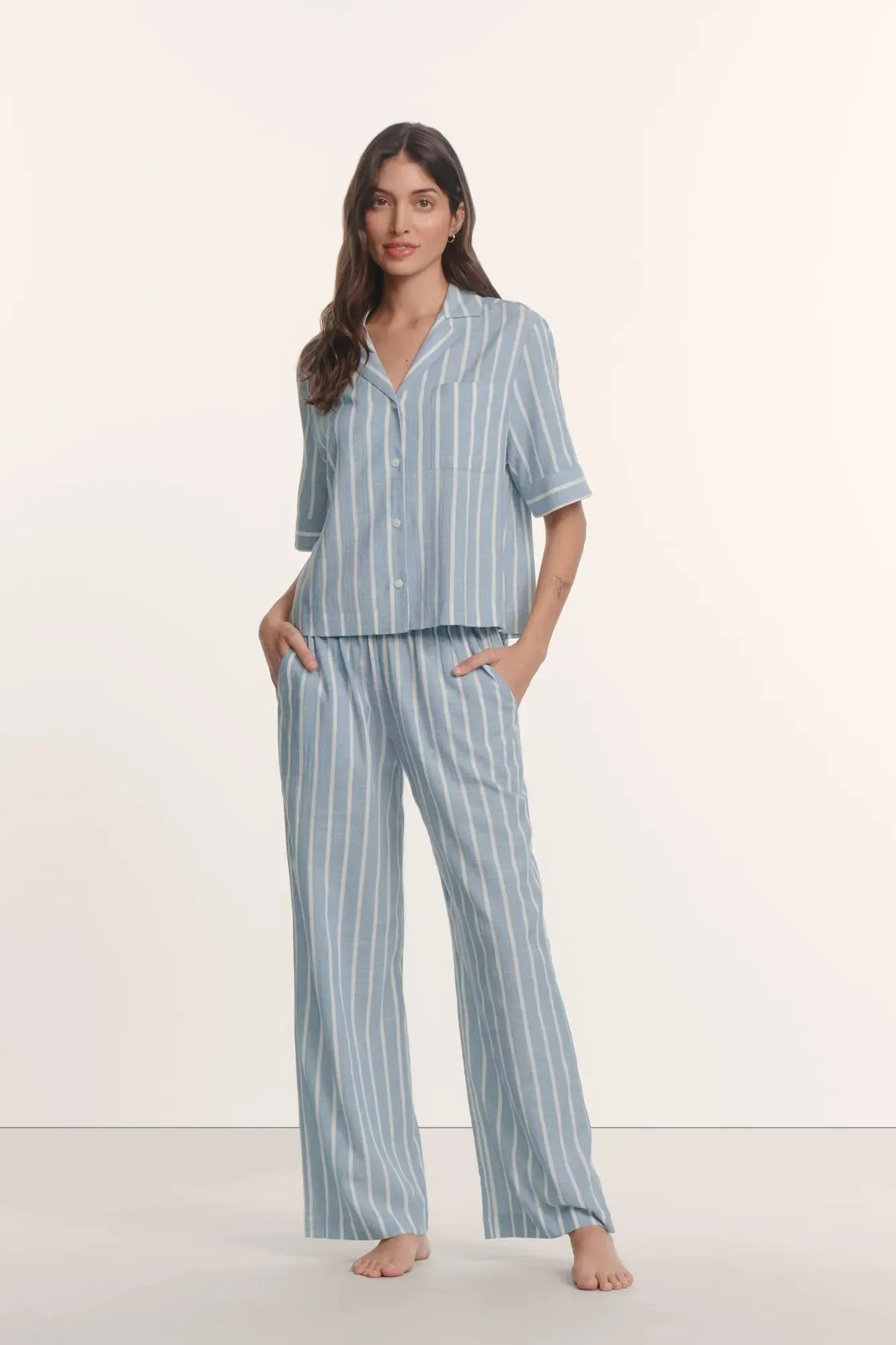 Nautico Relaxed Short Sleeve & Pant PJ Set sold by Eberjey