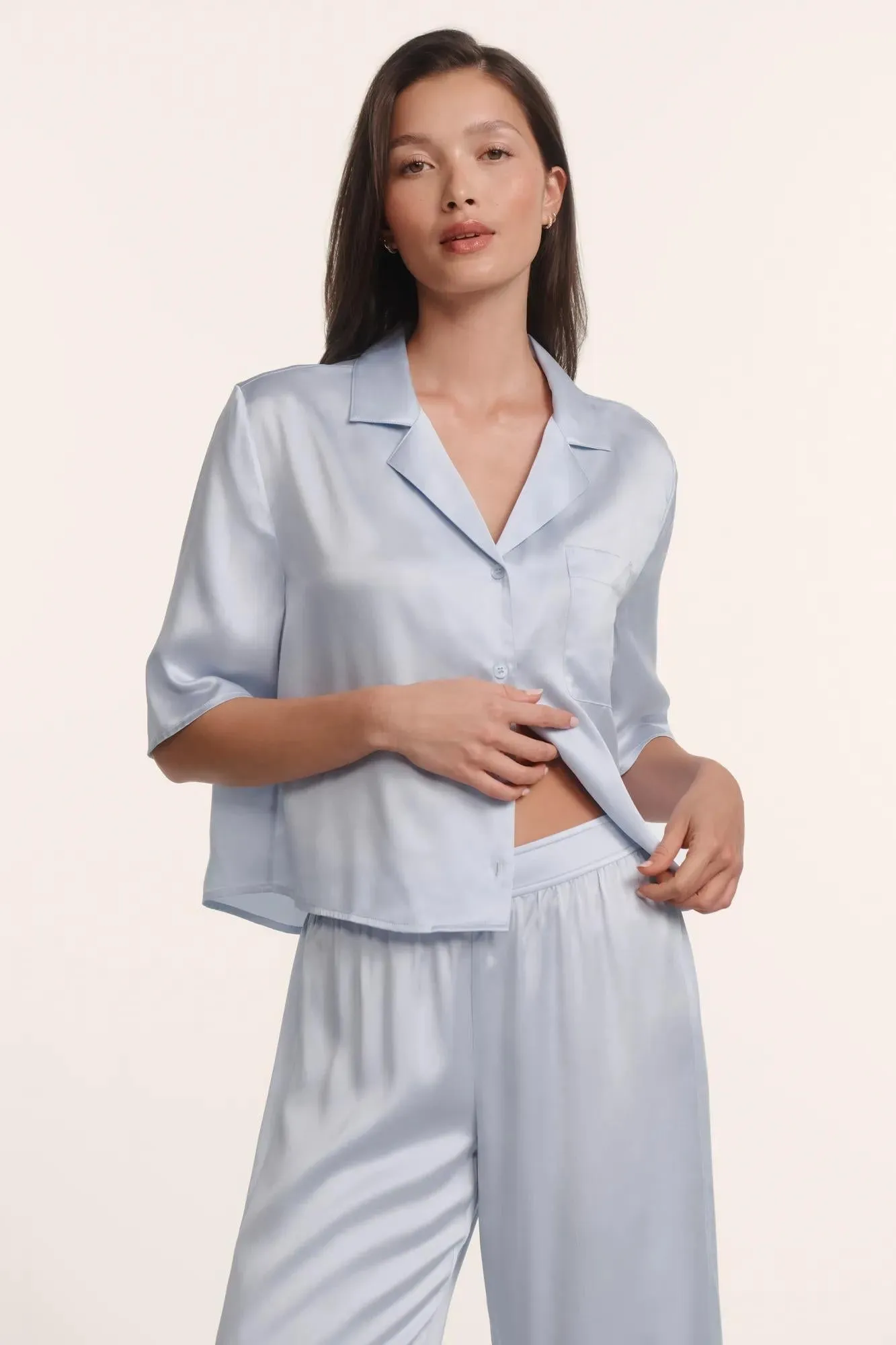 Inez Washable Silk Relaxed Wide Leg Pant PJ Set sold by Eberjey product image thumbnail 2