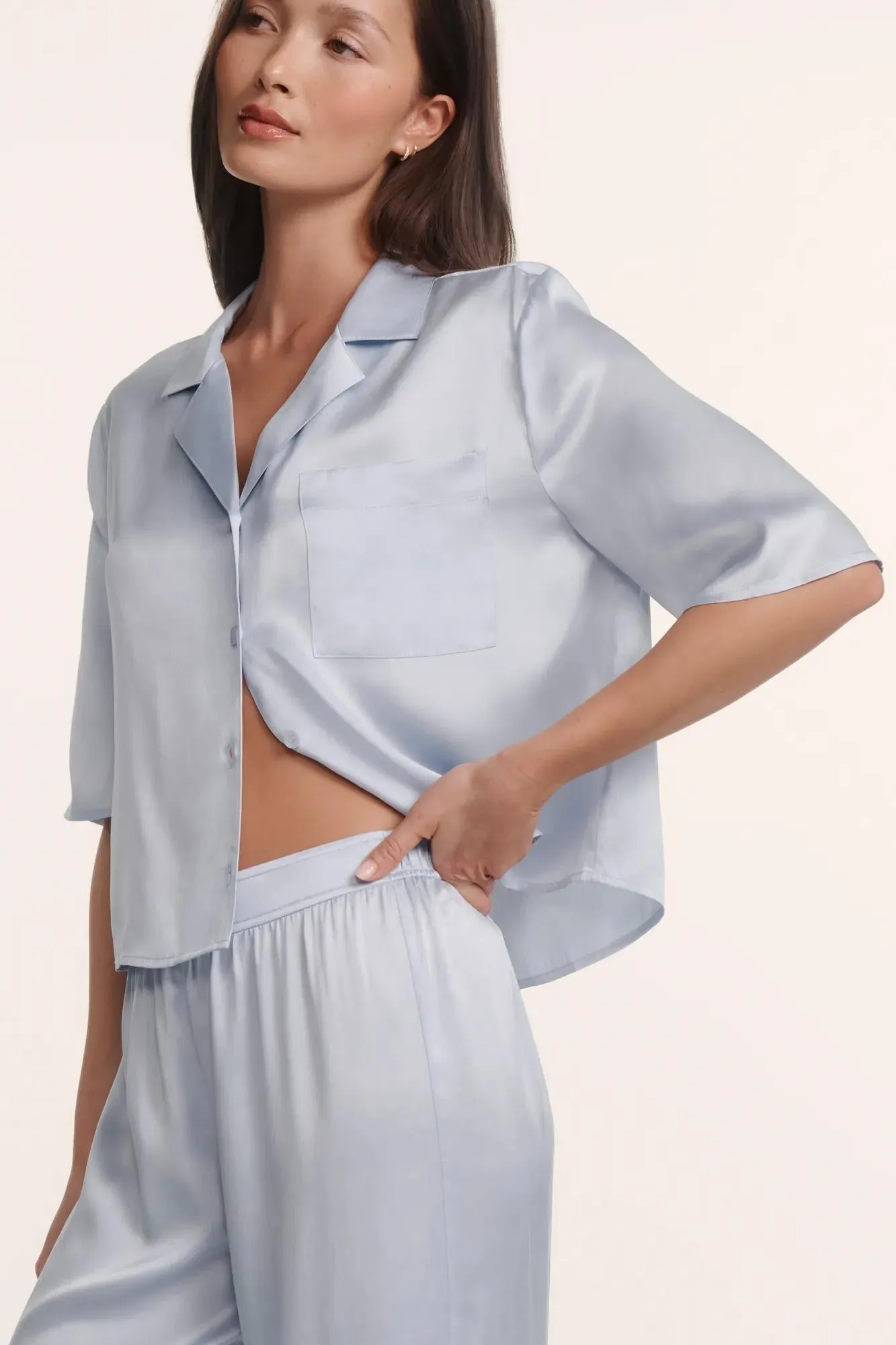 Inez Washable Silk Relaxed Wide Leg Pant PJ Set sold by Eberjey product image thumbnail 3