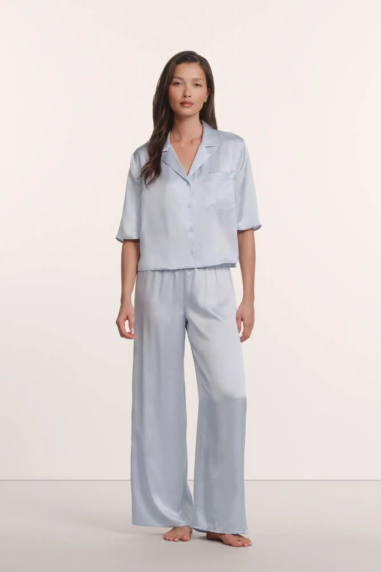 Inez Washable Silk Relaxed Wide Leg Pant PJ Set sold by Eberjey