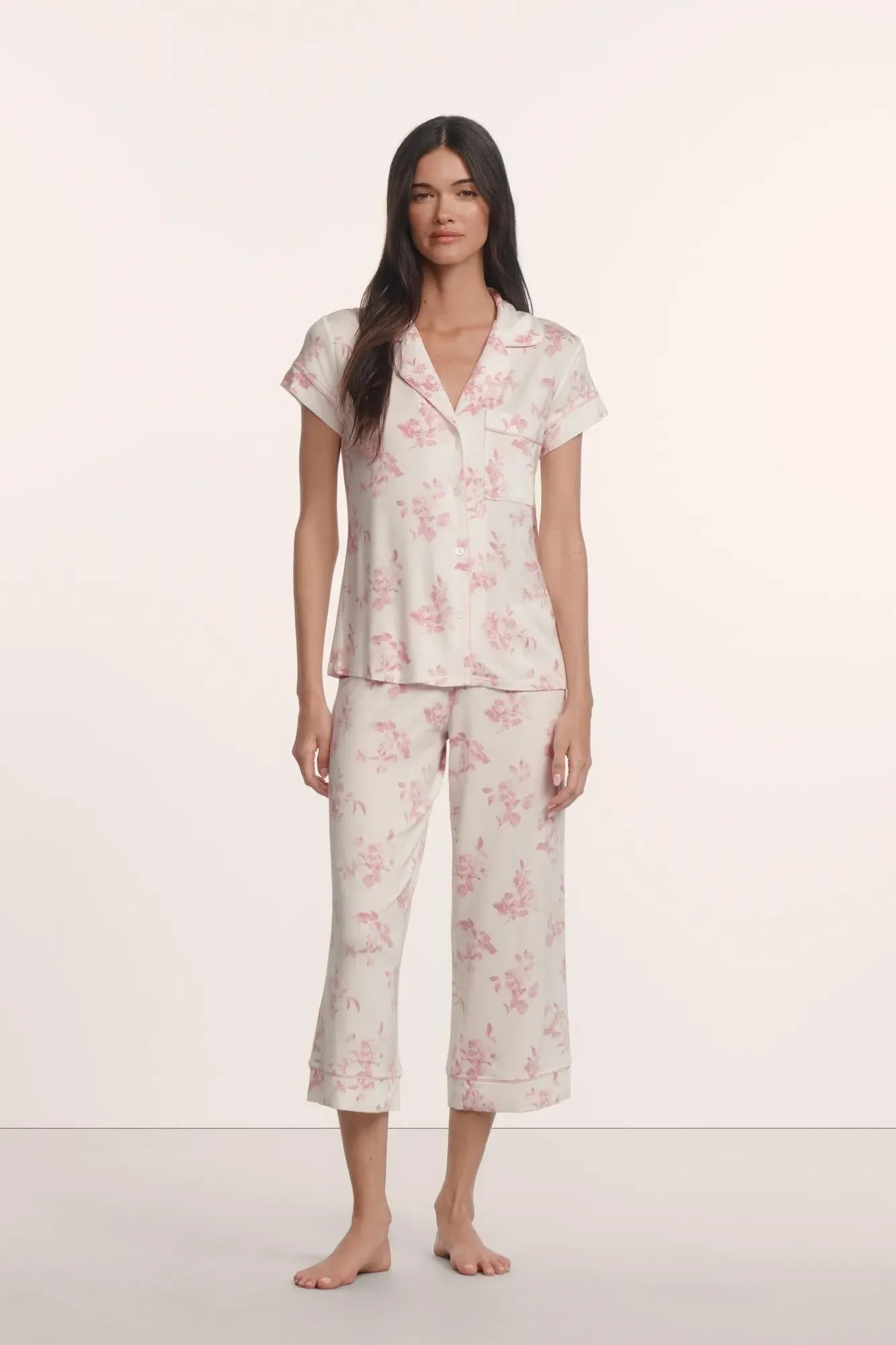 Gisele Printed TENCEL™ Modal Short Sleeve Cropped PJ Set sold by Eberjey