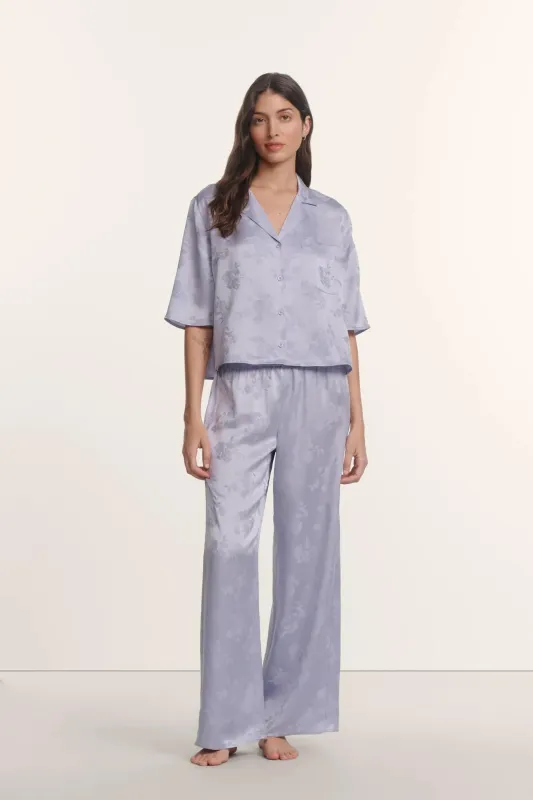 Inez Washable Silk Jacquard Relaxed Wide Leg Pant PJ Set made by Eberjey