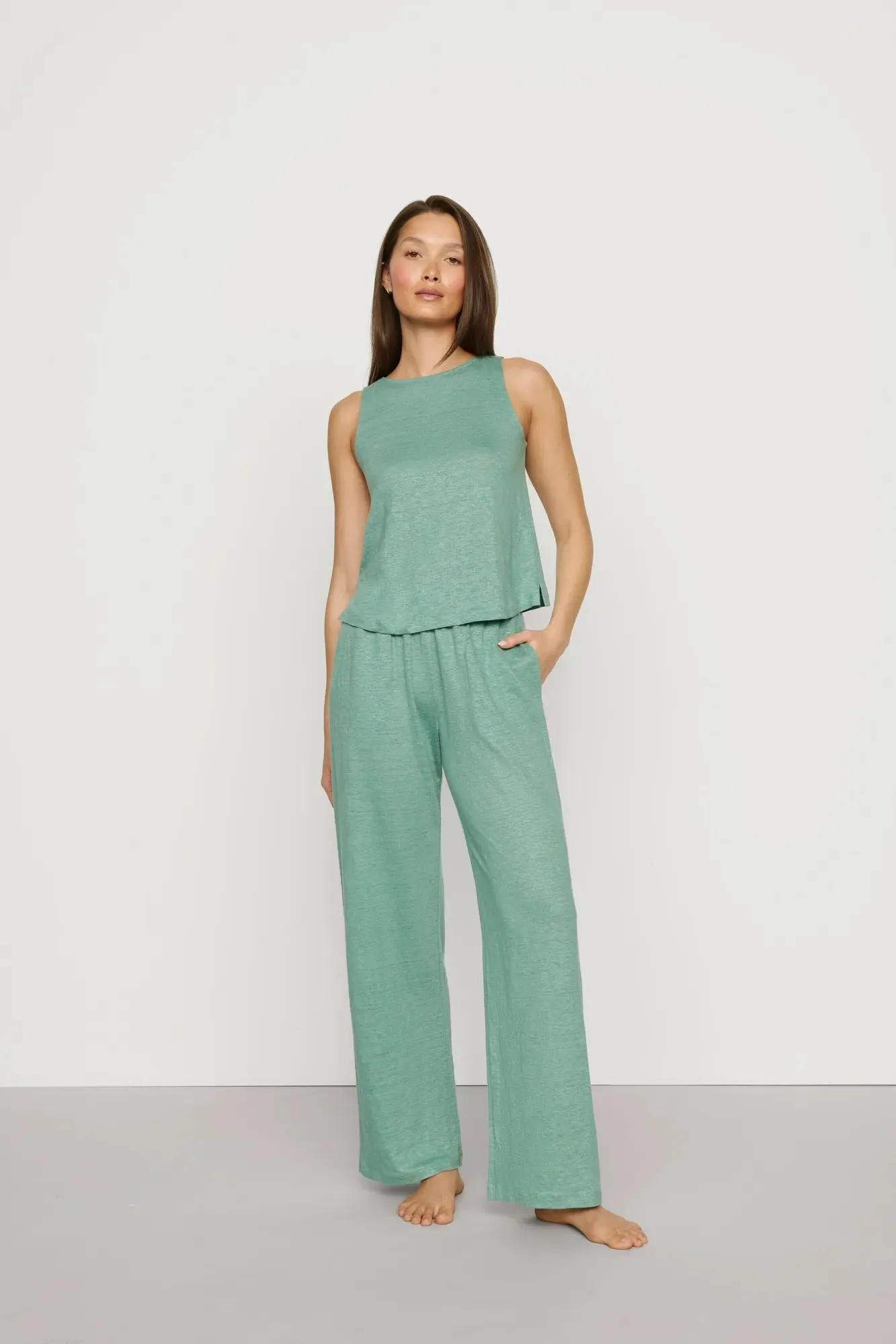 Organic Linen Knit Boat Neck Crop Tank sold by Eberjey