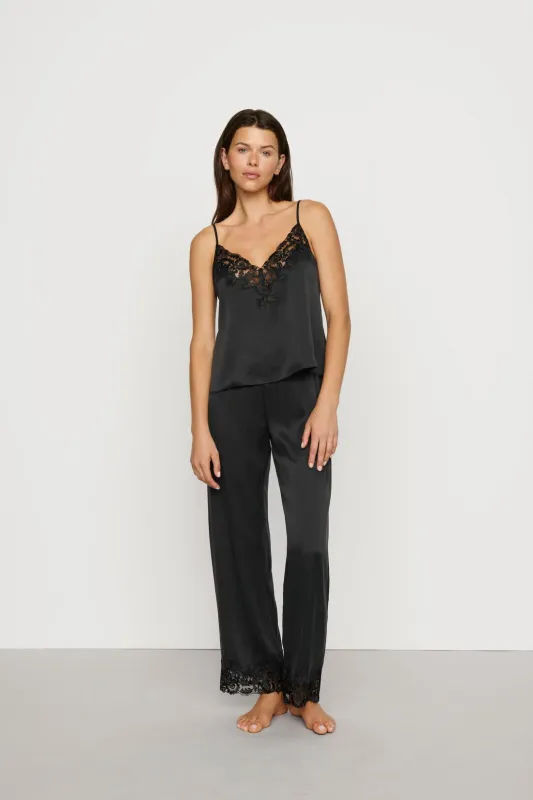 Washable Silk with Lace Embroidery Cami & Pant PJ Set made by Eberjey