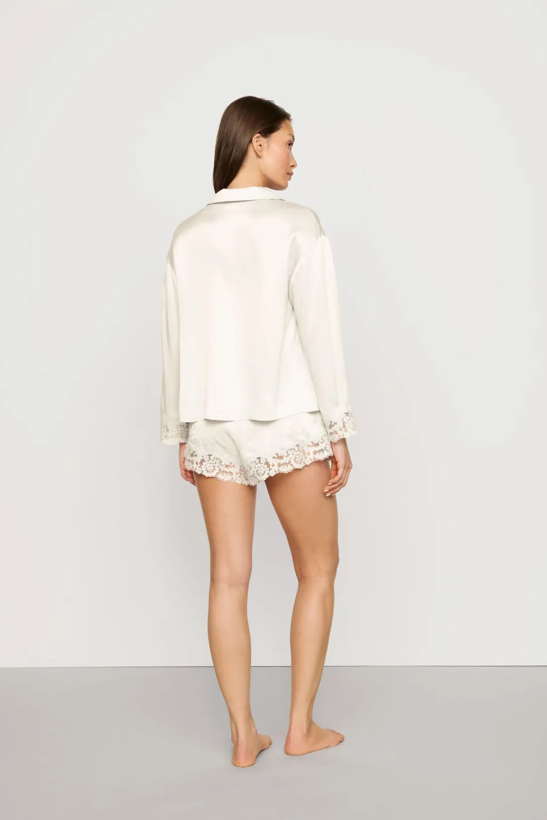 Washable Silk with Lace Embroidery Long Sleeve Top & Short PJ Set sold by Eberjey product image thumbnail 2