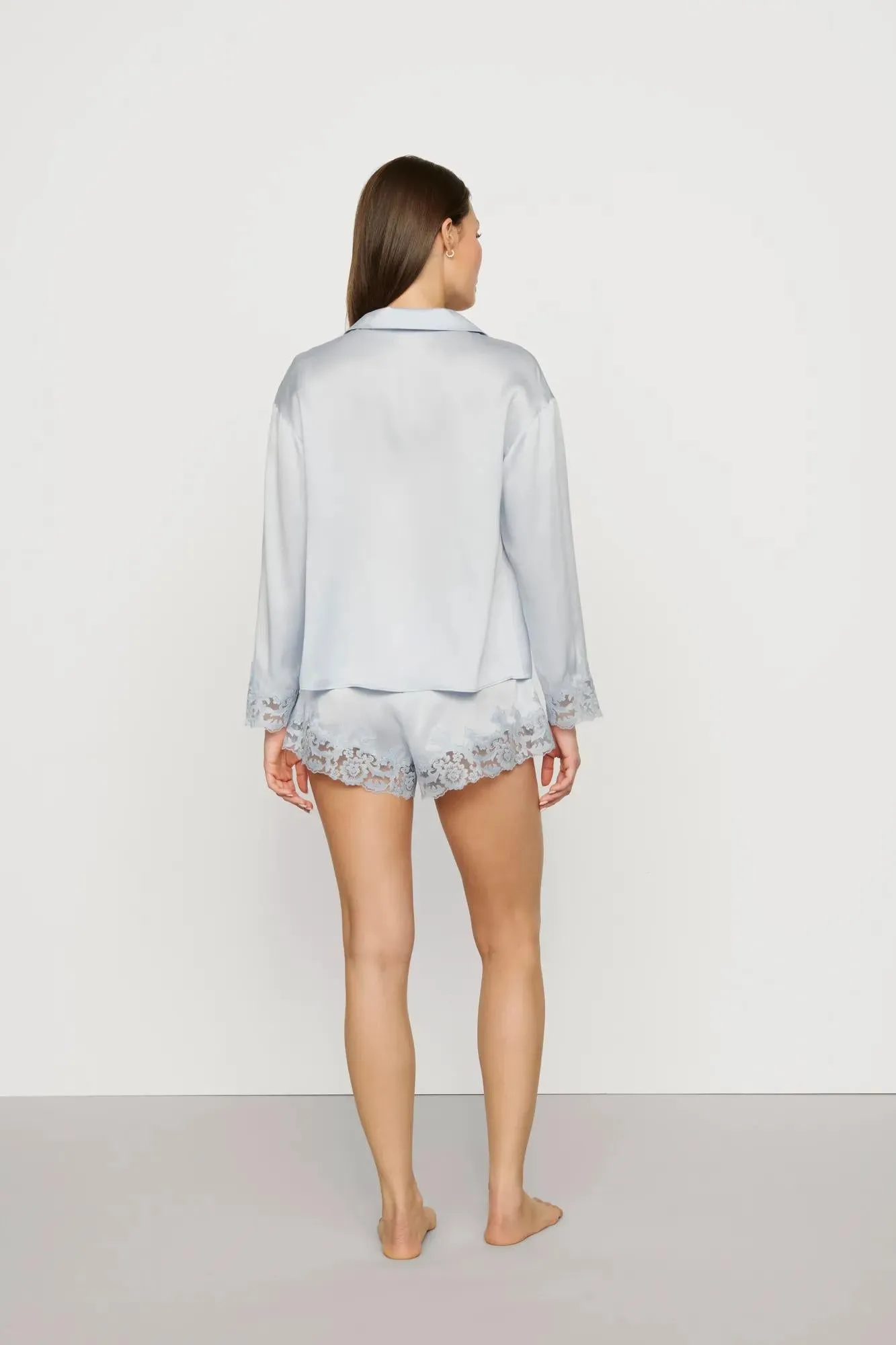 Washable Silk with Lace Embroidery Long Sleeve Top & Short PJ Set sold by Eberjey product image thumbnail 3