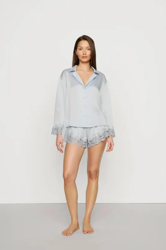 Washable Silk with Lace Embroidery Long Sleeve Top & Short PJ Set made by Eberjey