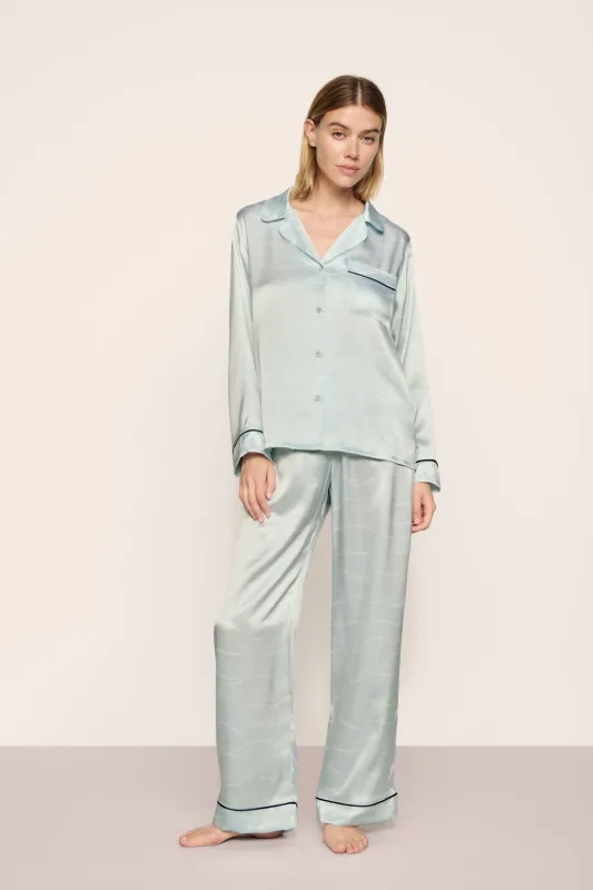 Eberjey x The Ritz-Carlton Yacht Collection - Inez Washable Silk Printed Long PJ Set made by Eberjey