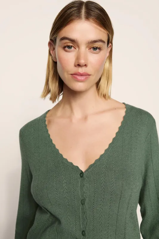 Pointelle Sweater Cardigan made by Eberjey