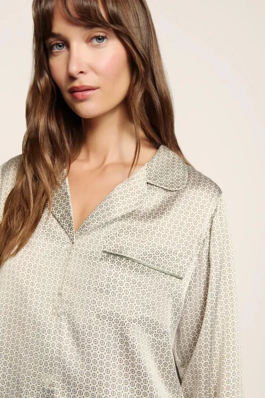 Inez Washable Silk Printed Long PJ Set made by Eberjey