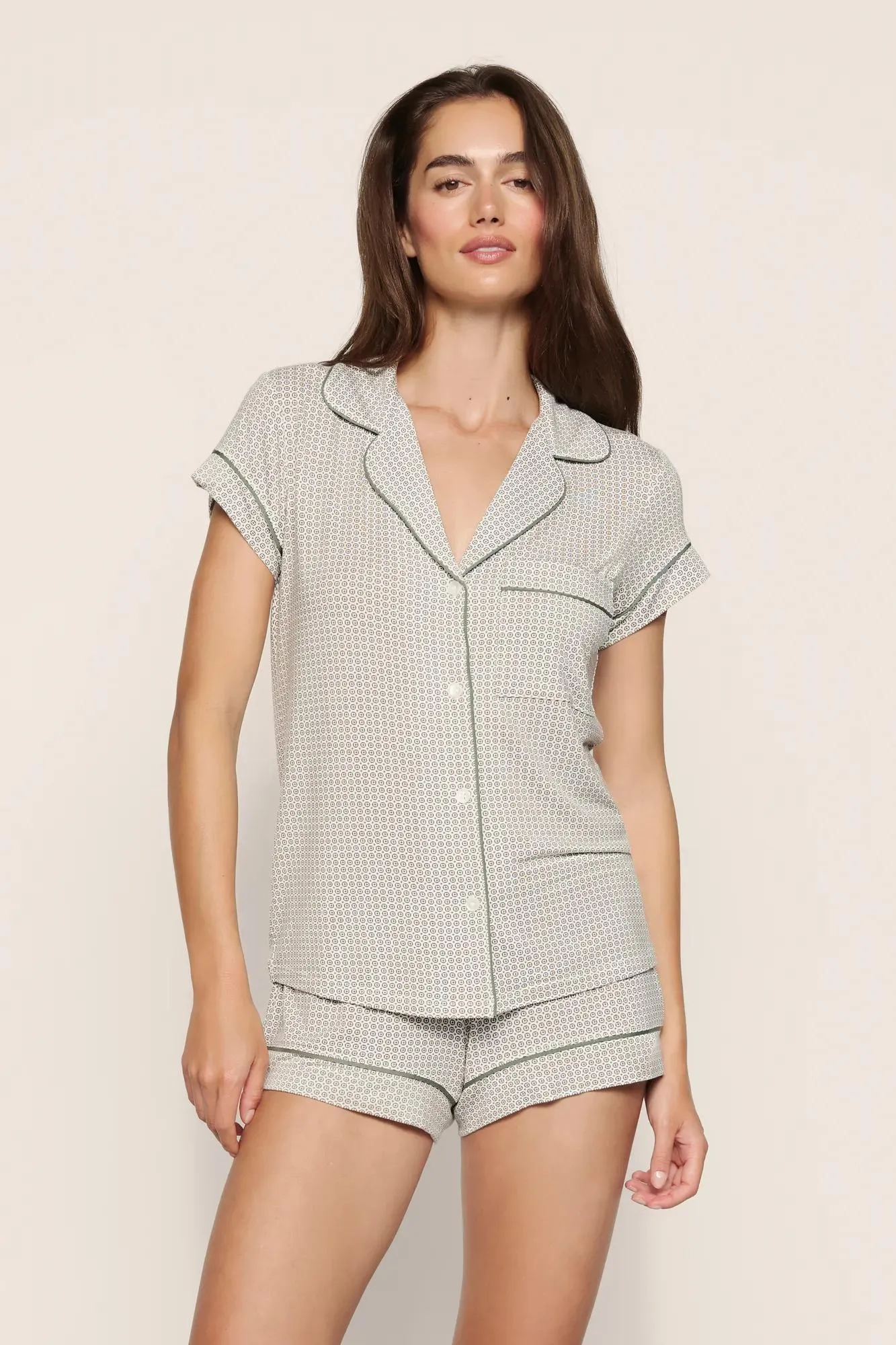 Gisele Printed TENCEL™ Modal Shortie Short PJ Set sold by Eberjey
