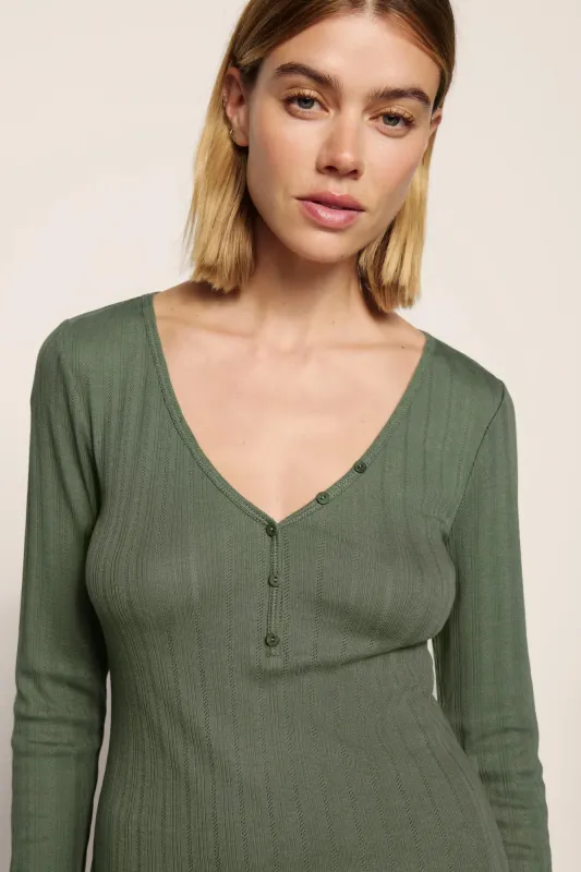 Pointelle V Neck Henley made by Eberjey