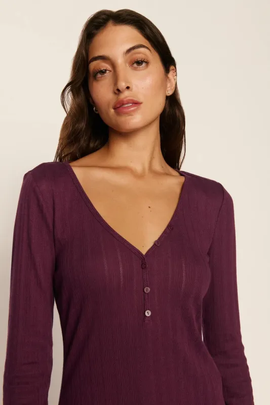 Pointelle V Neck Henley made by Eberjey