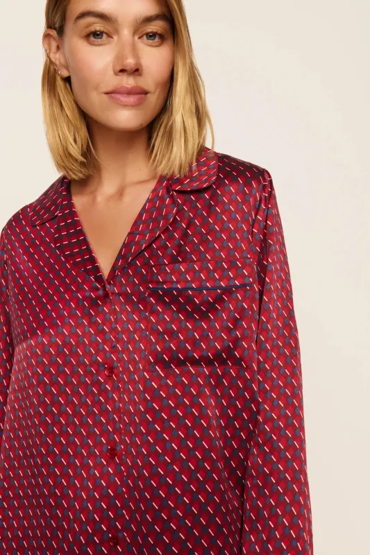 Inez Washable Silk Printed Long PJ Set made by Eberjey