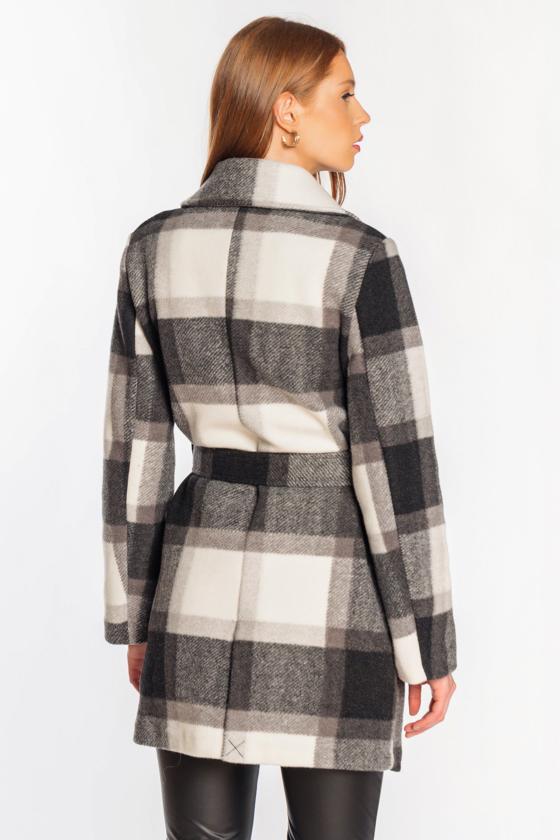Brushed Plaid Double-Breasted Coat sold by Eclipse product image thumbnail 2