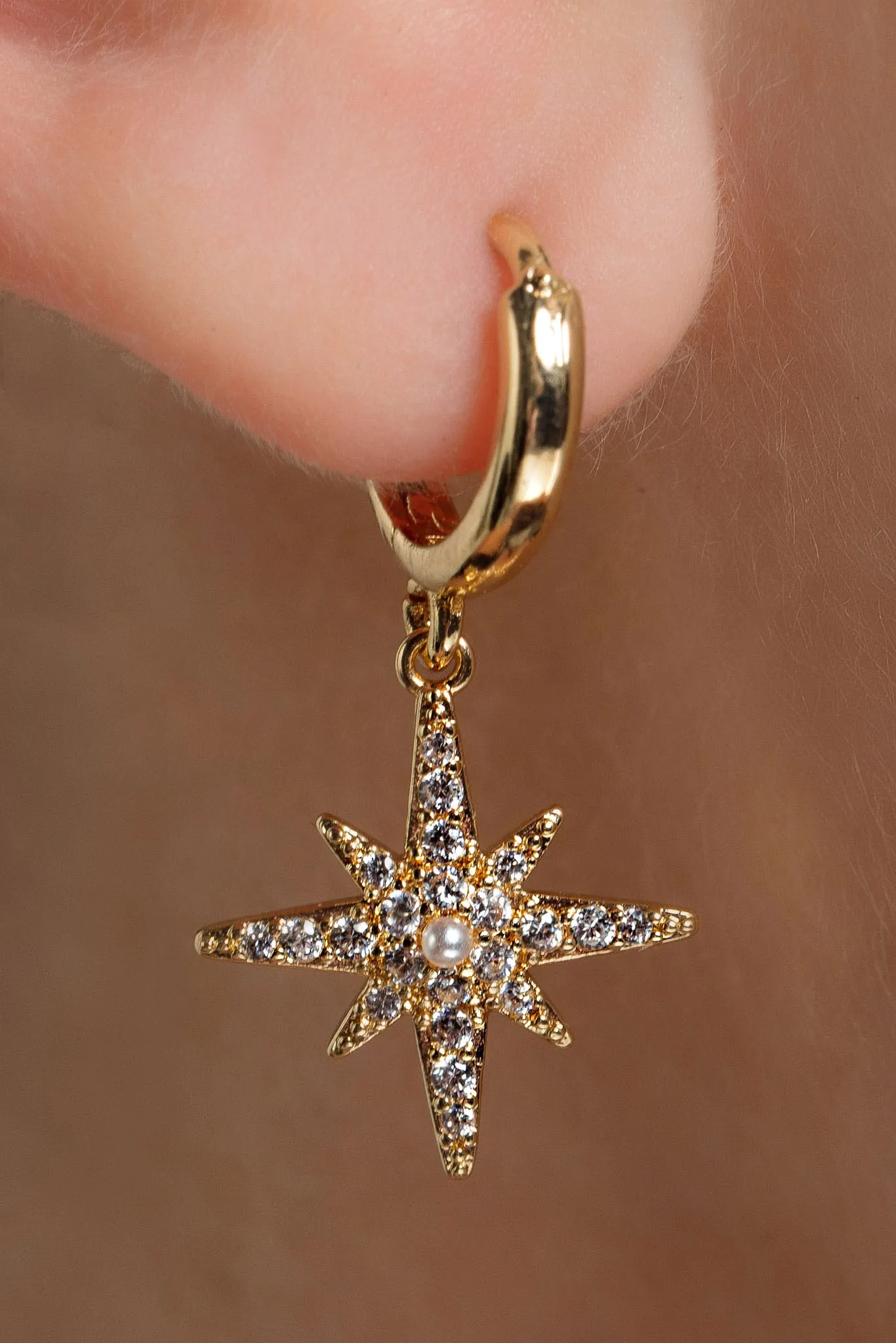 Rhinestone Drop Hoop Earrings sold by Eclipse product image thumbnail 2