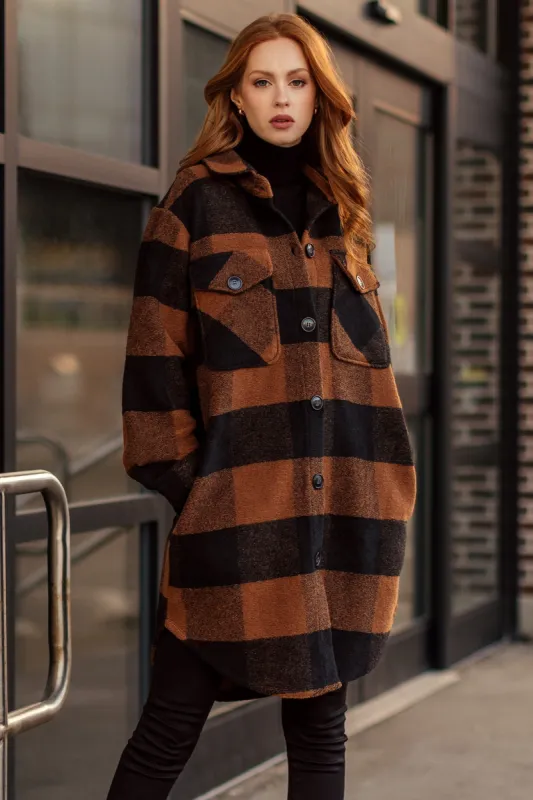 Buffalo Plaid Knit Longline Shacket sold by Eclipse