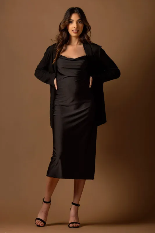 Stretch Satin Midi Slip Dress with Side Slit sold by Eclipse