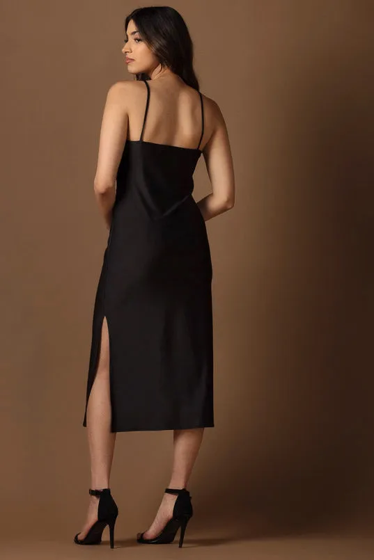 Stretch Satin Midi Slip Dress with Side Slit sold by Eclipse product image thumbnail 4