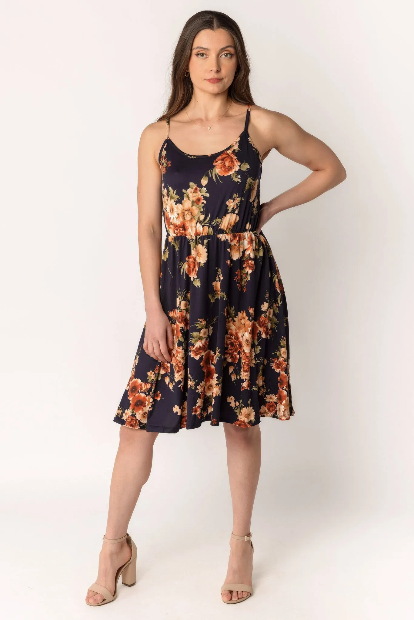 Floral Brushed Midi Dress with Elastic Waist sold by Eclipse