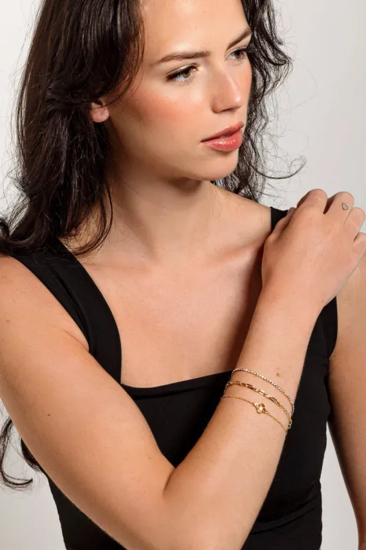 Triple Bracelet Set with Rhinestones and Clover Charm sold by Eclipse