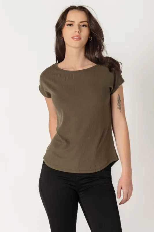 Ribbed Cap Sleeve Tee sold by Eclipse