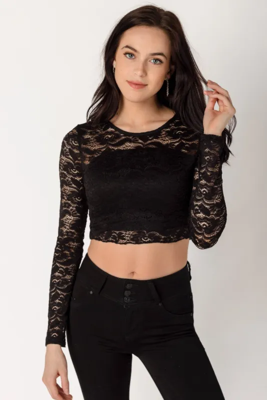 Lace Long Sleeve Crop Top sold by Eclipse