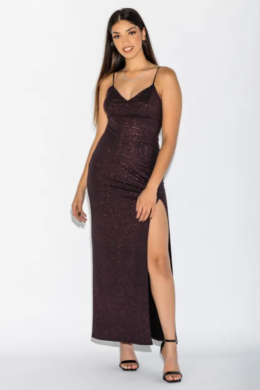 Glitter Spaghetti Strap Maxi Dress sold by Eclipse